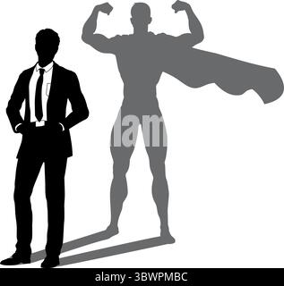 Super héros Business Man avec Super Hero Shadow Illustration de Vecteur