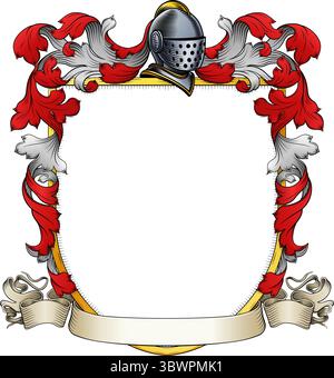 Blason patrimonial famille écusson héraldique bouclier médiéval Illustration de Vecteur