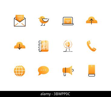 Communication d'entreprise - ensemble d'icônes de style de conception de ligne Illustration de Vecteur