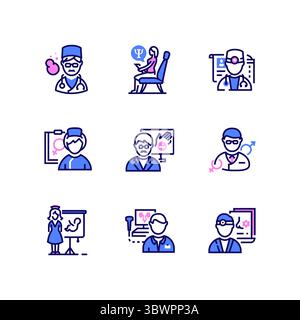 Professions médicales - jeu d'icônes de style de conception de ligne Illustration de Vecteur