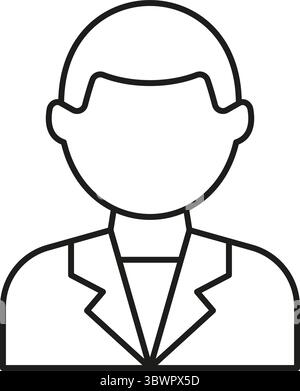 Icône de ligne d'avatar d'homme d'affaires. Symbole profil professionnel, identité d'entreprise et représentation exécutive. Contour modifiable. Vecteur isolé Illustration de Vecteur