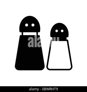 Icônes simples en noir et blanc des salières et poivrons, parfaites pour les thèmes de la cuisine ou de la salle à manger. Design minimaliste pour divers projets culinaires et un Illustration de Vecteur