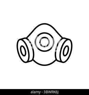 Ce dessin au trait détaillé comporte une icône de masque à gaz représentant la sécurité et la protection. Idéal pour les projets axés sur la santé, l'intervention d'urgence ou envi Illustration de Vecteur