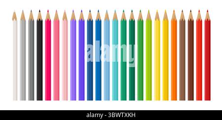 Un ensemble de crayons de couleur pour le dessin. Concept de retour à l'école. Illustration isolée vectorielle Illustration de Vecteur