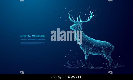 Red Deer sont debout en grâce. Illustration vectorielle numérique abstraite Illustration de Vecteur