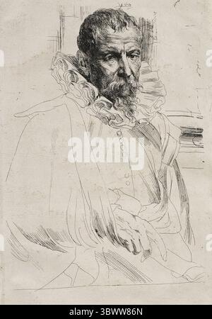 PIETER BRUEGHEL LE JEUNE artiste flamand (1564-1638) dessiné par Anthony van Dyck Banque D'Images