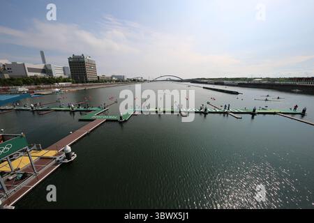 23 juillet 2021, Koto City, Tokyo, Japon : vue d'ensemble du site de la compétition d'aviron sur la voie navigable Sea Forest le 23 juillet 2021 à Tokyo, Japon (crédit image : © Mickael Chavet via ZUMA Press Wire) Banque D'Images