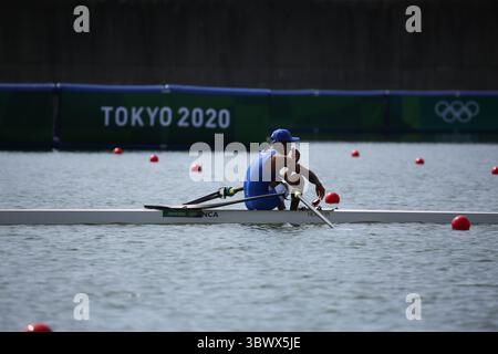 23 juillet 2021, Koto City, Tokyo, Japon : Felix POTOY du Nicaragua en action lors des manches simples d'aviron pour hommes sur la voie navigable Sea Forest le 23 juillet 2021 à Tokyo, Japon (crédit image : © Mickael Chavet via ZUMA Press Wire) Banque D'Images