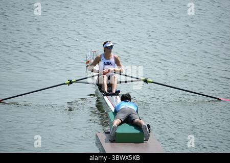 23 juillet 2021, Koto City, Tokyo, Japon : Alejandra ALONSO du Paraguay en action lors des manches de bousculs individuels des femmes d'aviron sur la voie navigable Sea Forest le 23 juillet 2021 à Tokyo, Japon (crédit image : © Mickael Chavet via ZUMA Press Wire) Banque D'Images