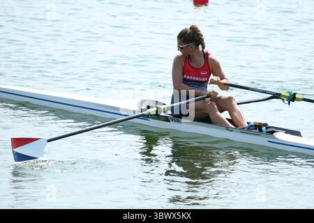 23 juillet 2021, Koto City, Tokyo, Japon : Alejandra ALONSO du Paraguay en action lors des manches de bousculs individuels des femmes d'aviron sur la voie navigable Sea Forest le 23 juillet 2021 à Tokyo, Japon (crédit image : © Mickael Chavet via ZUMA Press Wire) Banque D'Images