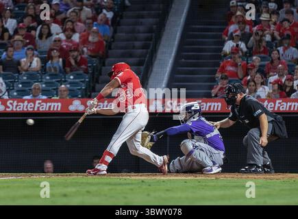 27 juillet 2021, Anaheim, Californie, États-Unis : Jack Mayfield #59 des Angels de Los Angeles à la batte lors de leur match de saison régulière MLB avec les Rockies du Colorado le mardi 27 juillet 2021 au Angel Stadium d'Anaheim à Anaheim, Californie. Les anges perdent face aux Rocheuses, 3-12. DOUGLAS CUELLAR/PI (crédit image : © Prensa Internacional via ZUMA Press Wire) Banque D'Images