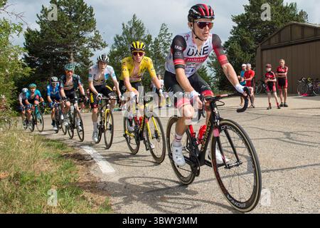 7 juillet 2021, Malaucene, Vaucluse, France : Tadej Pogacar (maillot jaune) suivi de Jonas Vingegaard lors de la montée du Mont-Ventoux sur le Tour de France 2021..la 11ème étape du Tour de France 2021 se déroule entre Sorgues et Malaucene avec une double montée du Mont-Ventoux. Le vainqueur de l'étape est Wout Van Aert. (Crédit image : © Laurent Coust/SOPA images via ZUMA Press Wire) Banque D'Images