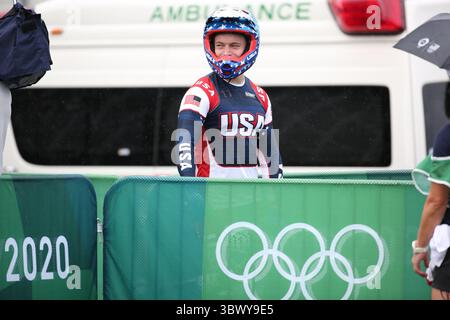 30 juillet 2021, Koto, Tokyo, Japon : Connor FIELDS des États-Unis dans l'échauffement menant aux demi-finales de Cycling BMX Racing hommes au Ariake Urban Sports Park le 30 juillet 2021 à Tokyo, Japon (crédit image : © Mickael Chavet via ZUMA Press Wire) Banque D'Images