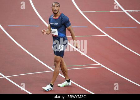 1er août 2021, Tokyo, Tokyo, Japon : le Français Jimmy VICAUT termine 5e de la première demi-finale du 100 m masculin et ne se qualifie pas pour la finale au stade olympique le 1er août 2021 à Tokyo, Japon (crédit image : © Mickael Chavet via ZUMA Press Wire) Banque D'Images