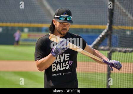 4 août 2021 : Connor Joe (9 ans), outfielder des Colorado Rockies, lors de l'entraînement de frappe avant le match avec les Colorado Rockies, qui a eu lieu à Coors Field à Denver Co. David Seelig/Cal Sport Medi(image de crédit : &copy ; David Seelig/Cal Sport Media/CSM via ZUMA Wire) Banque D'Images