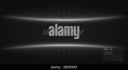 Grille filaire numérique futuriste à mailles courbées. Grille technique miroir. Innovation high-tech et systèmes de données. Cyber-espace. Futuriste pour présentation de produit Illustration de Vecteur