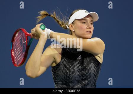 06 août 2021 : Elena Rybakina (KAZ) a été battue par Danielle Collins (USA) 76(5) 76(4) en quarts de finale de la Mubadala Silicon Valley Classic à San Jose State University à San Jose, Californie. ©mal Taam/TennisClix/CSM(image de crédit : &copy ; mal Taam/CSM via ZUMA Wire) Banque D'Images