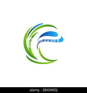 lettre e plantes logo écologique de goutte d'eau, gouttes d'eau de rosée et symbole de logo d'herbe de feuille, goutte d'eau et symbole de feuilles naturelles conception vectorielle d'icône illustrat Illustration de Vecteur