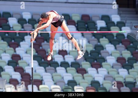 05 août 2021 : Pierce Lepage (1431) de l'équipe Canada participe à l'épreuve masculine de saut à la perche du décathlon lors d'une compétition d'athlétisme au stade olympique de Tokyo, au Japon. Daniel Lea/CSM}(image de crédit : &copy ; Daniel Lea/CSM via ZUMA Wire) Banque D'Images