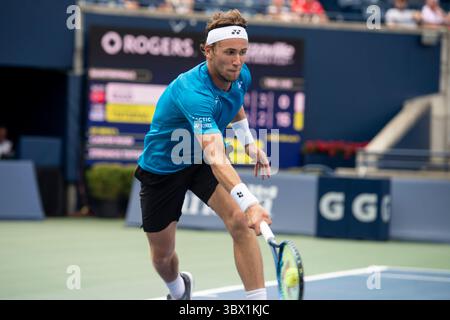 13 août 2021, Toronto, Ontario, Canada : Casper Ruud photographié dans son match quart de finale de l'Open de la Banque nationale contre Stefanos Tsitsipas. (Crédit image : © Giles Campbell/ZUMA Press Wire) Banque D'Images