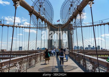 Le pont de Brooklyn à New York City Banque D'Images