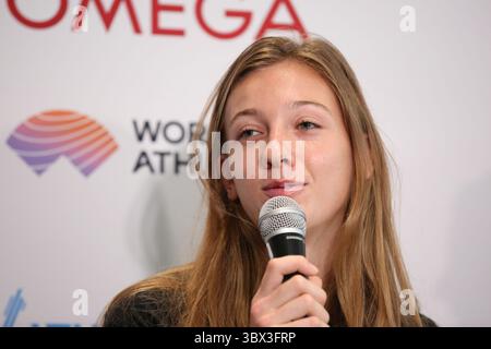 25 août 2021, Lausanne, Vaud, Suisse : Femke bol des pays-Bas lors de la conférence de presse à Lausanne en prévision de l’affrontement de la Wanda Diamond League demain le 25 août 2021 à Lausanne, Suisse (crédit image : © Mickael Chavet via ZUMA Press Wire) Banque D'Images