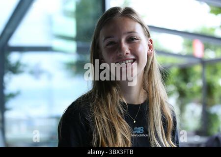 25 août 2021, Lausanne, Vaud, Suisse : Femke bol des pays-Bas lors de la conférence de presse à Lausanne en prévision de l’affrontement de la Wanda Diamond League demain le 25 août 2021 à Lausanne, Suisse (crédit image : © Mickael Chavet via ZUMA Press Wire) Banque D'Images