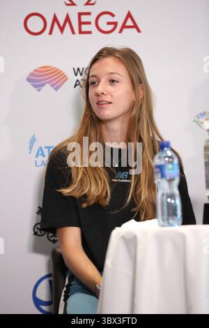 25 août 2021, Lausanne, Vaud, Suisse : Femke bol des pays-Bas lors de la conférence de presse à Lausanne en prévision de l’affrontement de la Wanda Diamond League demain le 25 août 2021 à Lausanne, Suisse (crédit image : © Mickael Chavet via ZUMA Press Wire) Banque D'Images