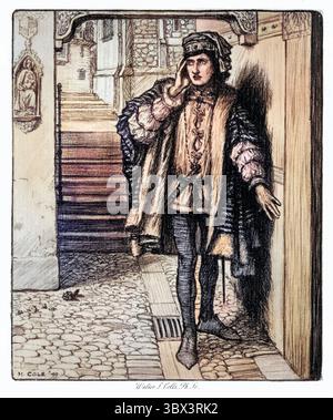 Gravure vintage d'une scène du Rime de l'ancien Mariner, par Coleridge. Il est allé comme celui qui a été stupéfait. Herbert Cole, 1900 ans Banque D'Images