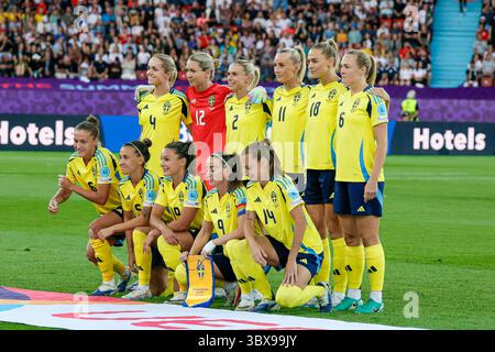 Zurich, Suisse. 18 juillet 2025. L'équipe de Suède lors du quart de finale de l'UEFA Womens EURO 2025 entre la Suède et l'Angleterre au Stadion Letzigrund à Zurich, Suisse. Crédit : Agence photo indépendante/Alamy Live News Banque D'Images