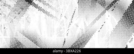 Texture grunge demi-ton rugueuse. Arrière-plan rayé sale et vieilli. Papier peint pointillé pour bannière, affiche, flyer, magazine, brochure. Toile de fond vectorielle rayée. Superposition de pixels défectueux endommagée Illustration de Vecteur