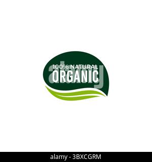 Conception de logo d'étiquette d'aliments biologiques. Vecteur organique à 100 % Illustration de Vecteur