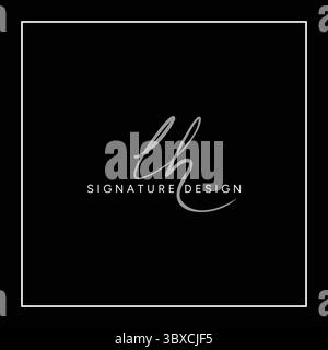 Modèle de logo de signature de lettre initiale LH - modèle de logo vectoriel manuscrit Illustration de Vecteur