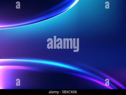 fond de technologie abstrait avec dégradé bleu profond à cyan, courbes brillantes, ondes numériques lisses, conceptions futuristes et la prose technologique Illustration de Vecteur