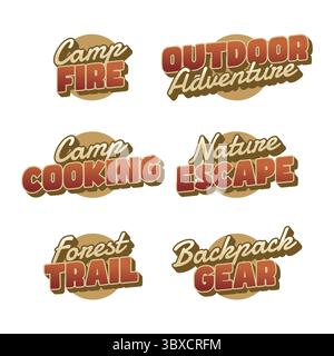 Lettrage rétro coloré pour des thèmes de camping aventureux et des designs extérieurs Illustration de Vecteur