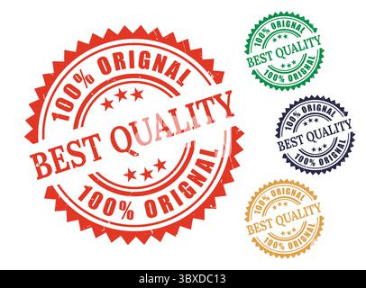 Un pack d'étiquettes de meilleure qualité 100% original, Grunge style Trusted Item Vector stamps Illustration de Vecteur