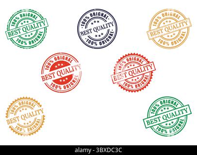 Une collection de timbres en caoutchouc de meilleure qualité 100% originale, ensemble de vecteur de sceau de produit authentique Illustration de Vecteur