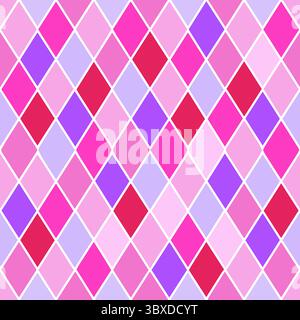 Modèle sans couture avec un arrangement coloré de formes de diamant dans des tons roses, violets et rouges, créant un design géométrique visuellement attrayant Banque D'Images