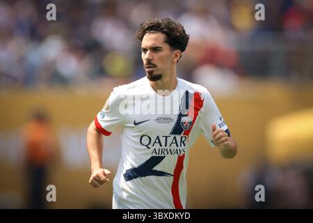 New Jersey, États-Unis. 13 juillet 2025. Vitinha du PSG lors du match de la Coupe du monde des clubs de football Chelsea vs Paris Saint Germain au Metlife Stadium, New Jersey. Le crédit photo devrait se lire : Jonathan Moscrop/Sportimage crédit : Sportimage Ltd/Alamy Live News Banque D'Images