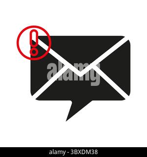 Icône d'alerte mail. Icône message urgent. Vecteur de notification par e-mail. Panneau d'avertissement sur l'enveloppe. Illustration de Vecteur