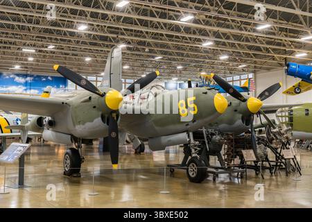 1er juin 2021, Hill Air Force base, Utah, États-Unis : un avion de chasse Lockheed P-38J Lightning de la seconde Guerre mondiale au Hill Aerospace Museum. (Crédit image : © Jon G. Fuller/VW pics via ZUMA Press Wire) Banque D'Images