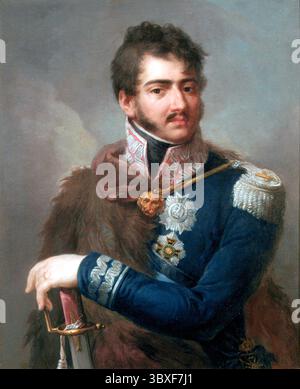 Portrait de Józef Poniatowski (1763-1813), peint par Josef Grassi vers 1810. Le prince Józef Antoni Poniatowski ; 7 mai 1763 – 19 octobre 1813) était un général polonais, ministre de la guerre et chef de l'armée, qui devint maréchal de l'Empire français pendant les guerres napoléoniennes. Banque D'Images
