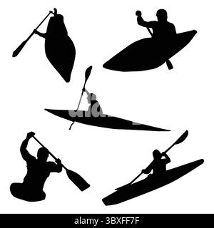 Canoe Slalom Silhouette fond noir forme vol 1 Illustration de Vecteur