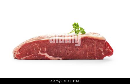 Matières pavé de rumsteak de persil twig isolated on white Banque D'Images