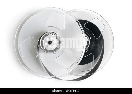 Ouvrez la cassette vidéo sur un fond blanc Banque D'Images