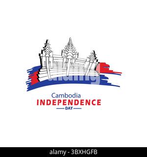 Jour de l'indépendance du Cambodge, illustration du drapeau du Cambodge vol 03 Illustration de Vecteur