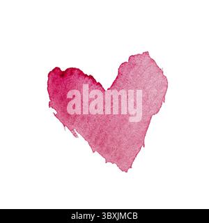 Symbole de coeur d'aquarelle rose sur fond blanc Banque D'Images
