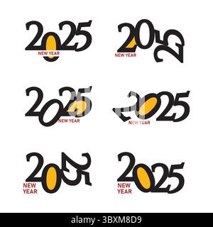 Ensemble de logo du nouvel an 2025. Numéro de l'année de conception vol 01 Illustration de Vecteur