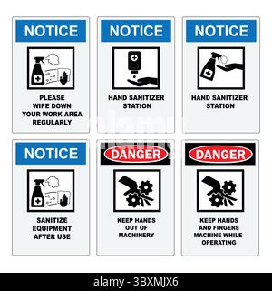 Jeu de signes de sécurité d'usine et illustration vectorielle d'icône vol 04 Illustration de Vecteur