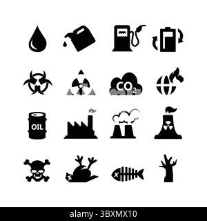 Ensemble d'icônes de pollution illustrations haute résolution dessin vectoriel vol 01 Illustration de Vecteur